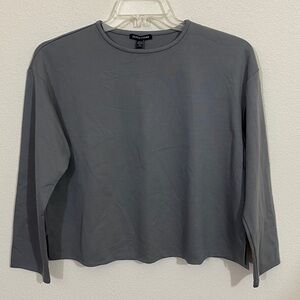 NWOT EILEEN FISHER Relaxed Boxy Casual Knit Crop Top 7/8 Sleeves Women’s Sz XXS